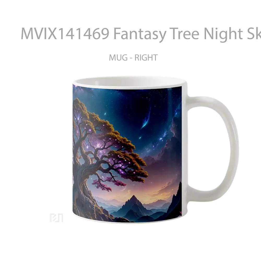 Mug Fantasy Tree Night Sky Scenery Digital Art Gelas Pemandangan Alam - All-side / Desain