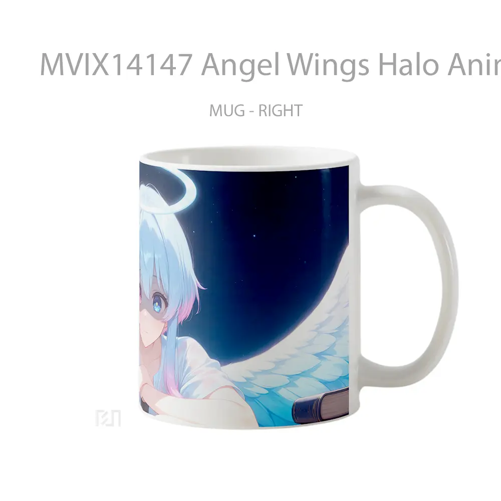 Mug Angel Wings Halo Anime Girl Cangkir Anime - All-side / Desain