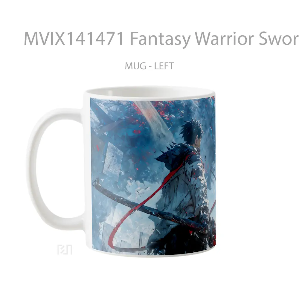 Mug Fantasy Warrior Sword Dragon Gelas Keramik Unik - All-side / Desain