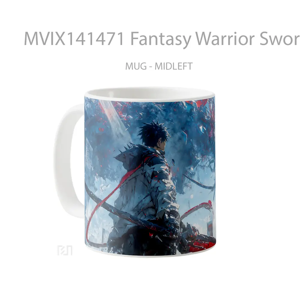 Mug Fantasy Warrior Sword Dragon Gelas Keramik Unik - All-side / Desain
