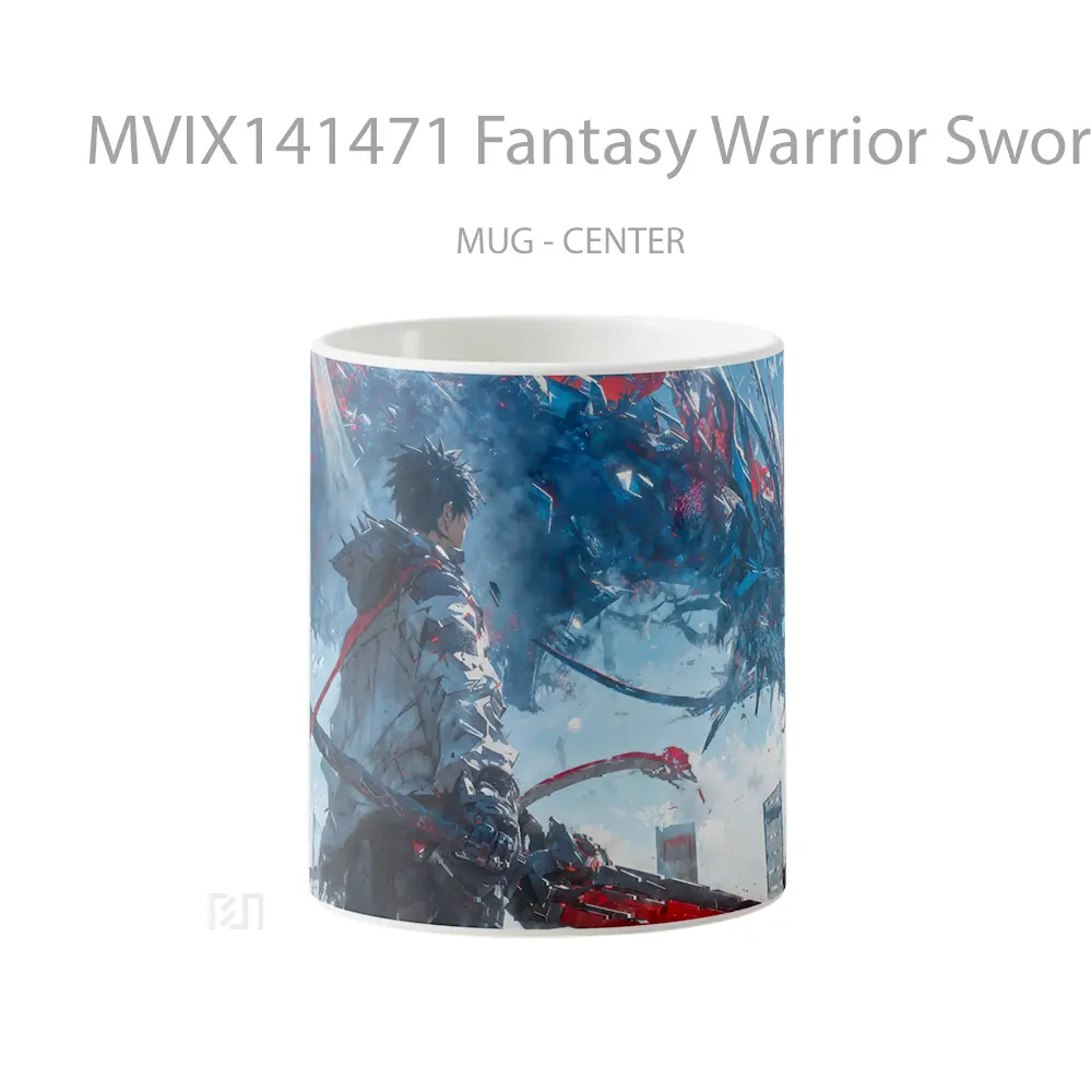 Mug Fantasy Warrior Sword Dragon Gelas Keramik Unik