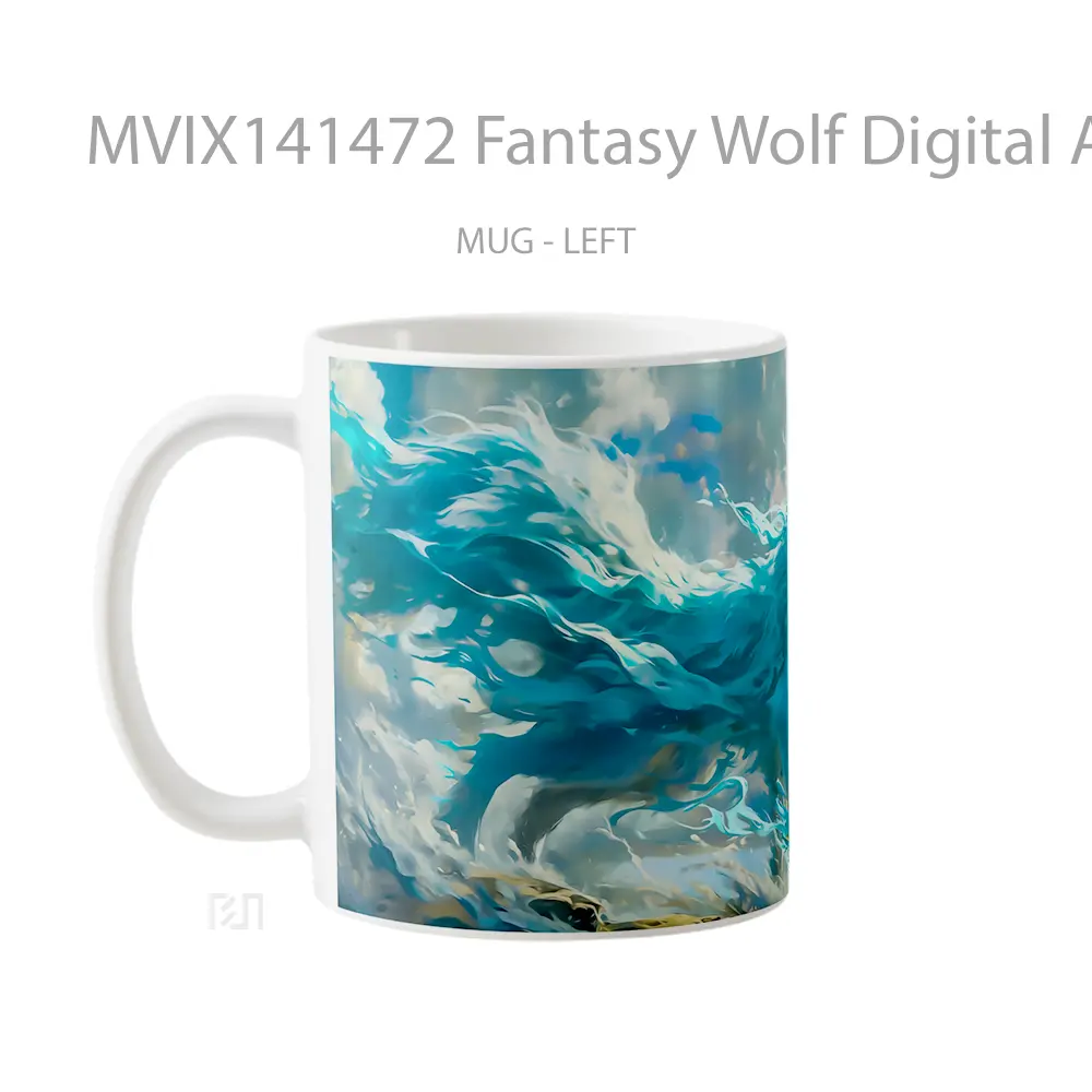 Mug Fantasy Wolf Digital Art Gelas Hewan Lucu - All-side / Desain