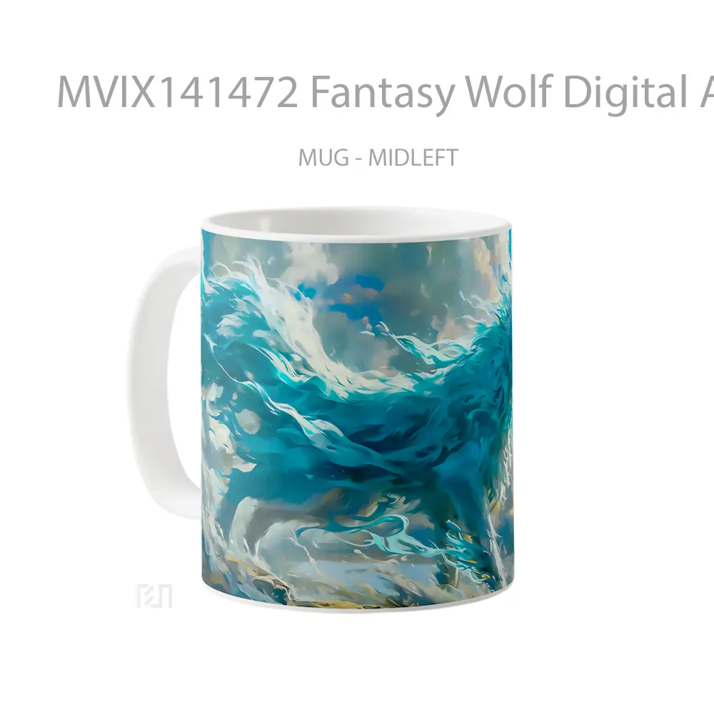 Mug Fantasy Wolf Digital Art Gelas Hewan Lucu - All-side / Desain