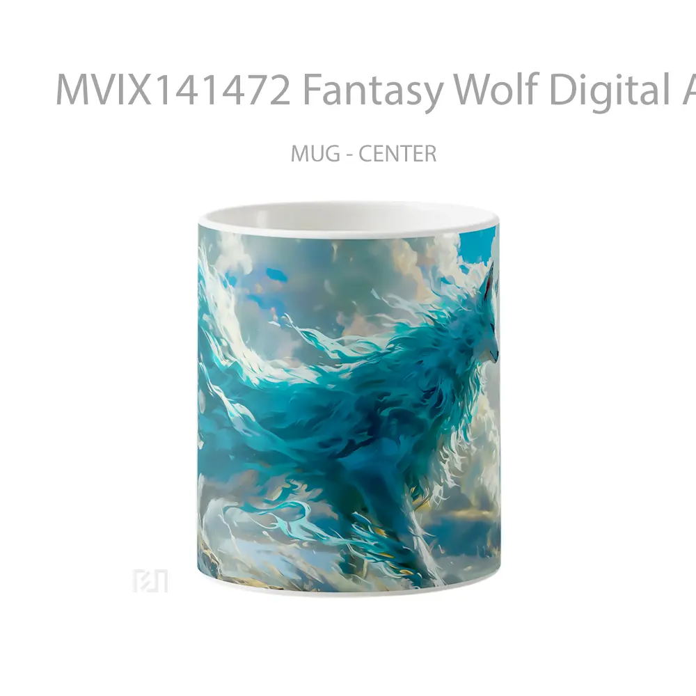 Mug Fantasy Wolf Digital Art Gelas Hewan Lucu