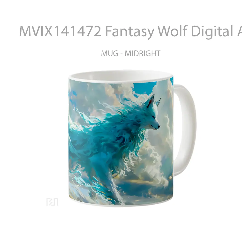 Mug Fantasy Wolf Digital Art Gelas Hewan Lucu - All-side / Desain