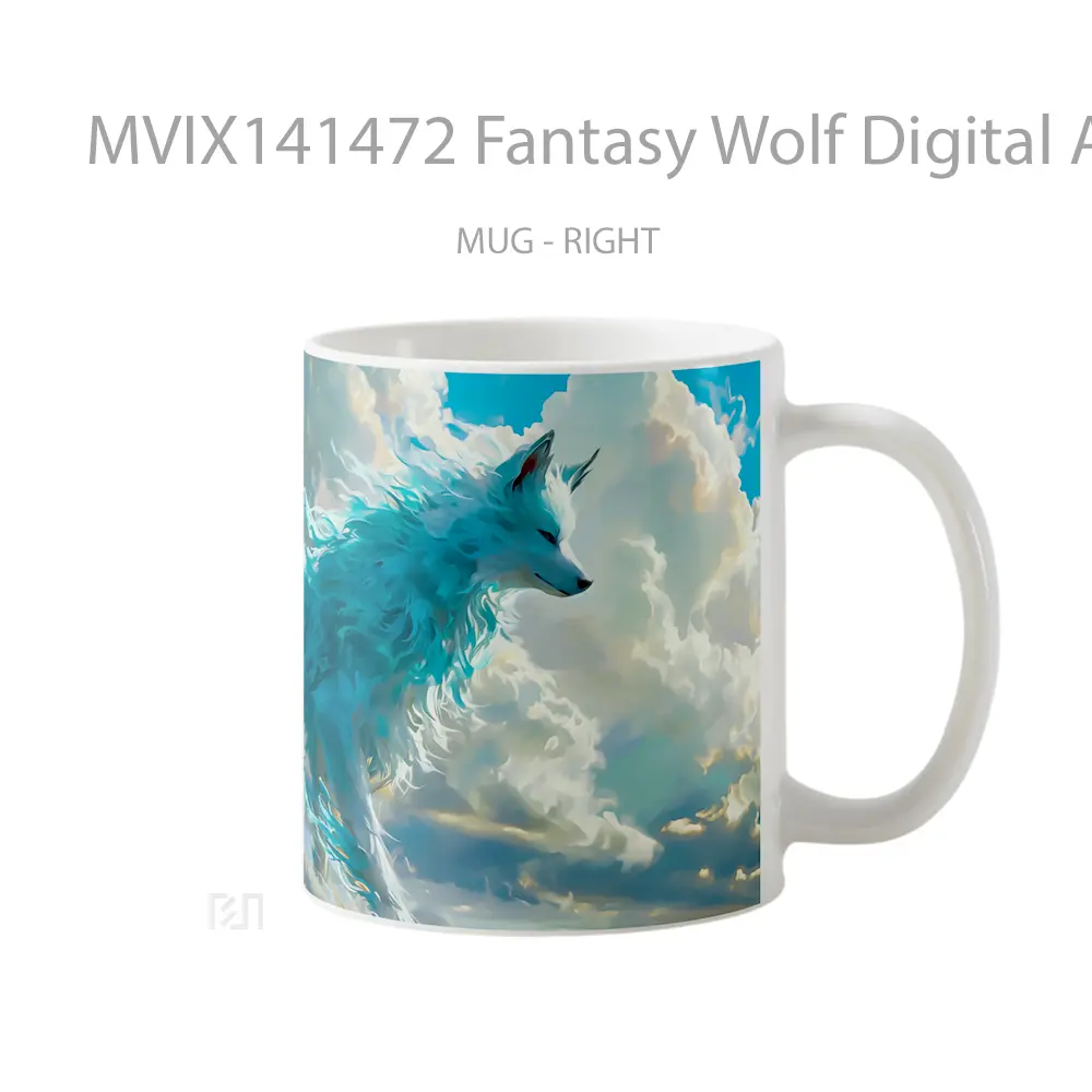 Mug Fantasy Wolf Digital Art Gelas Hewan Lucu - All-side / Desain