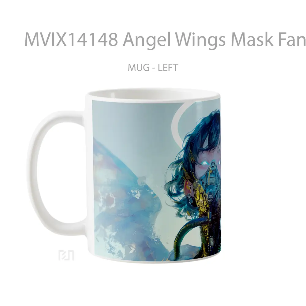 Mug Angel Wings Mask Fantasy Art Gelas Keramik Unik - All-side / Desain