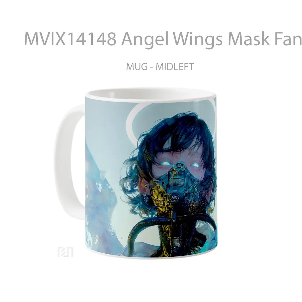 Mug Angel Wings Mask Fantasy Art Gelas Keramik Unik - All-side / Desain