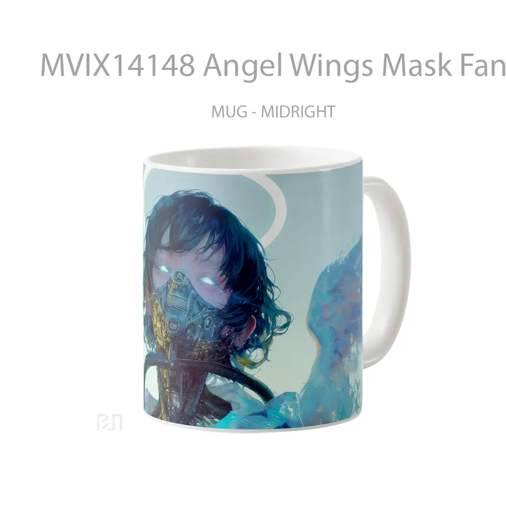 Mug Angel Wings Mask Fantasy Art Gelas Keramik Unik - All-side / Desain
