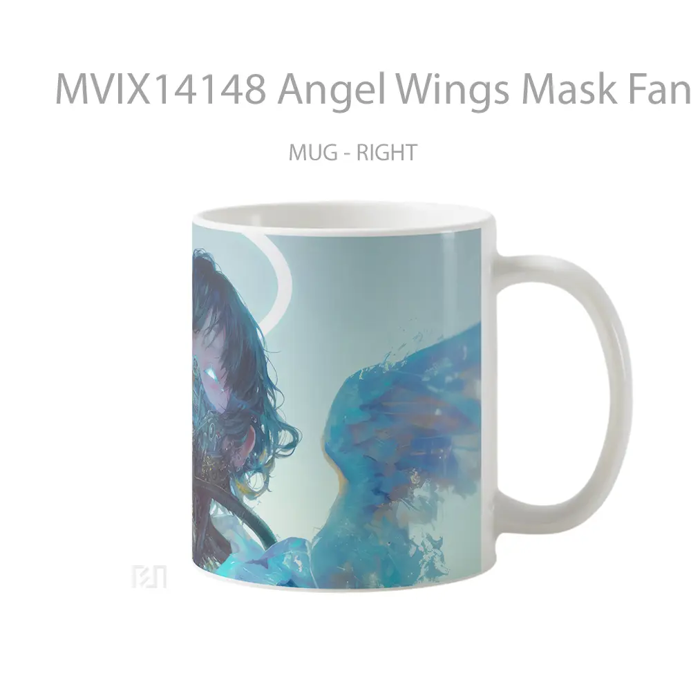 Mug Angel Wings Mask Fantasy Art Gelas Keramik Unik - All-side / Desain
