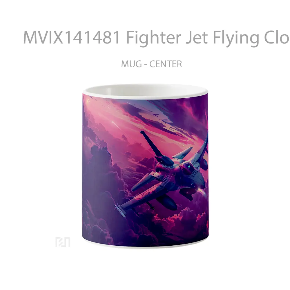Mug Fighter Jet Flying Clouds Sky Digital Art Gelas Pemandangan Alam