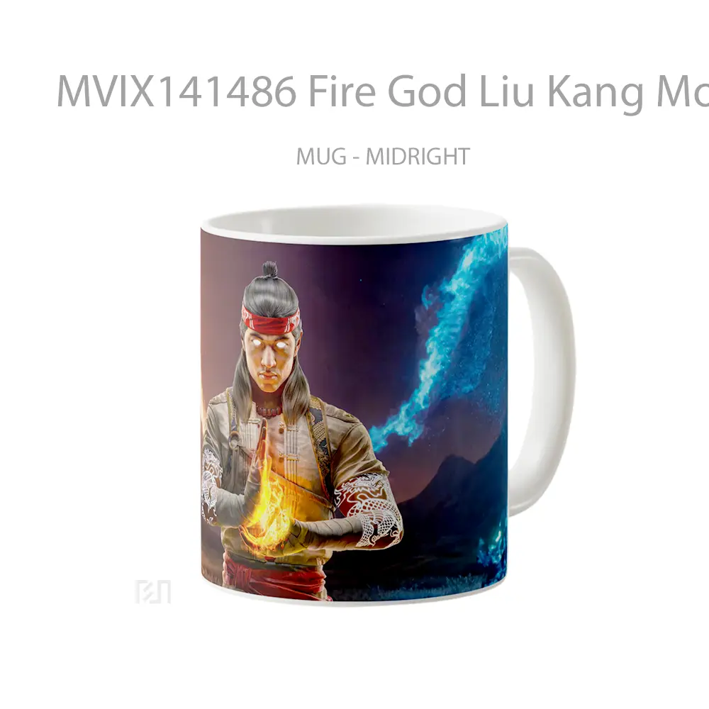 Mug Fire God Liu Kang Mortal Kombat 1 Gelas Keramik Unik - All-side / Desain