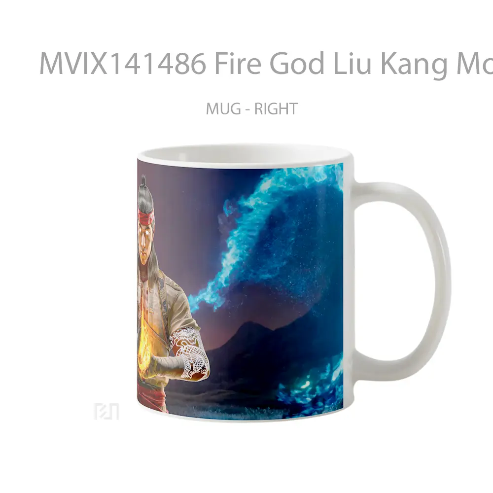 Mug Fire God Liu Kang Mortal Kombat 1 Gelas Keramik Unik - All-side / Desain
