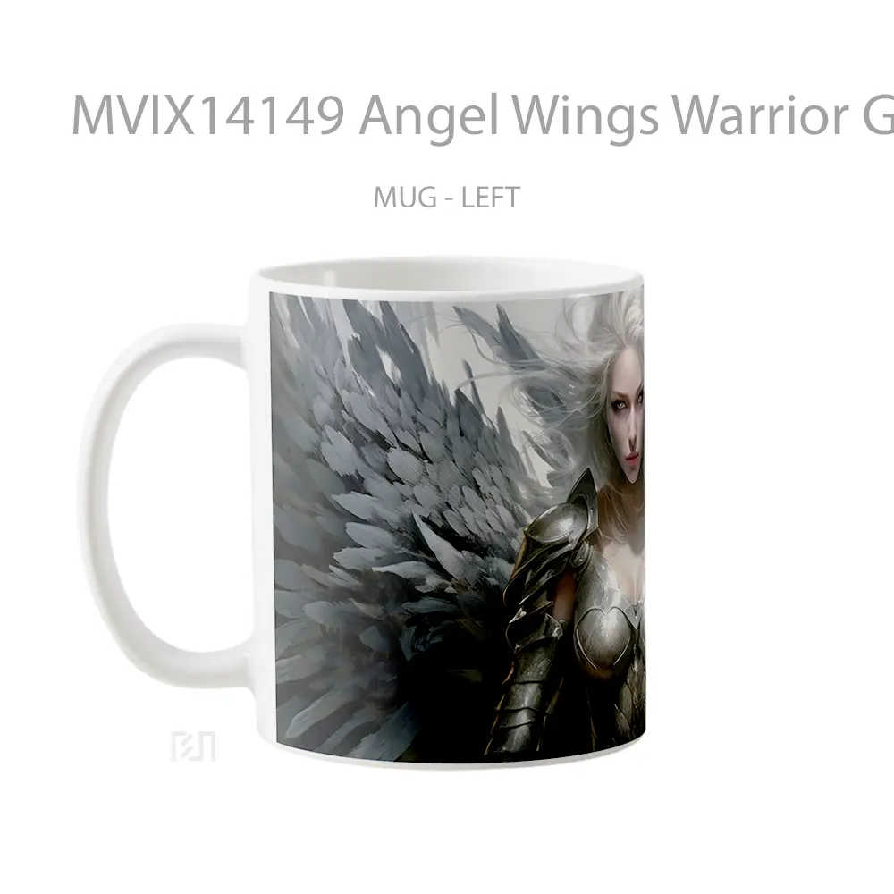 Mug Angel Wings Warrior Girl Fantasy Digital Art Gelas Keramik Unik - All-side / Desain