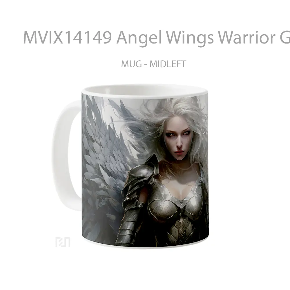 Mug Angel Wings Warrior Girl Fantasy Digital Art Gelas Keramik Unik - All-side / Desain
