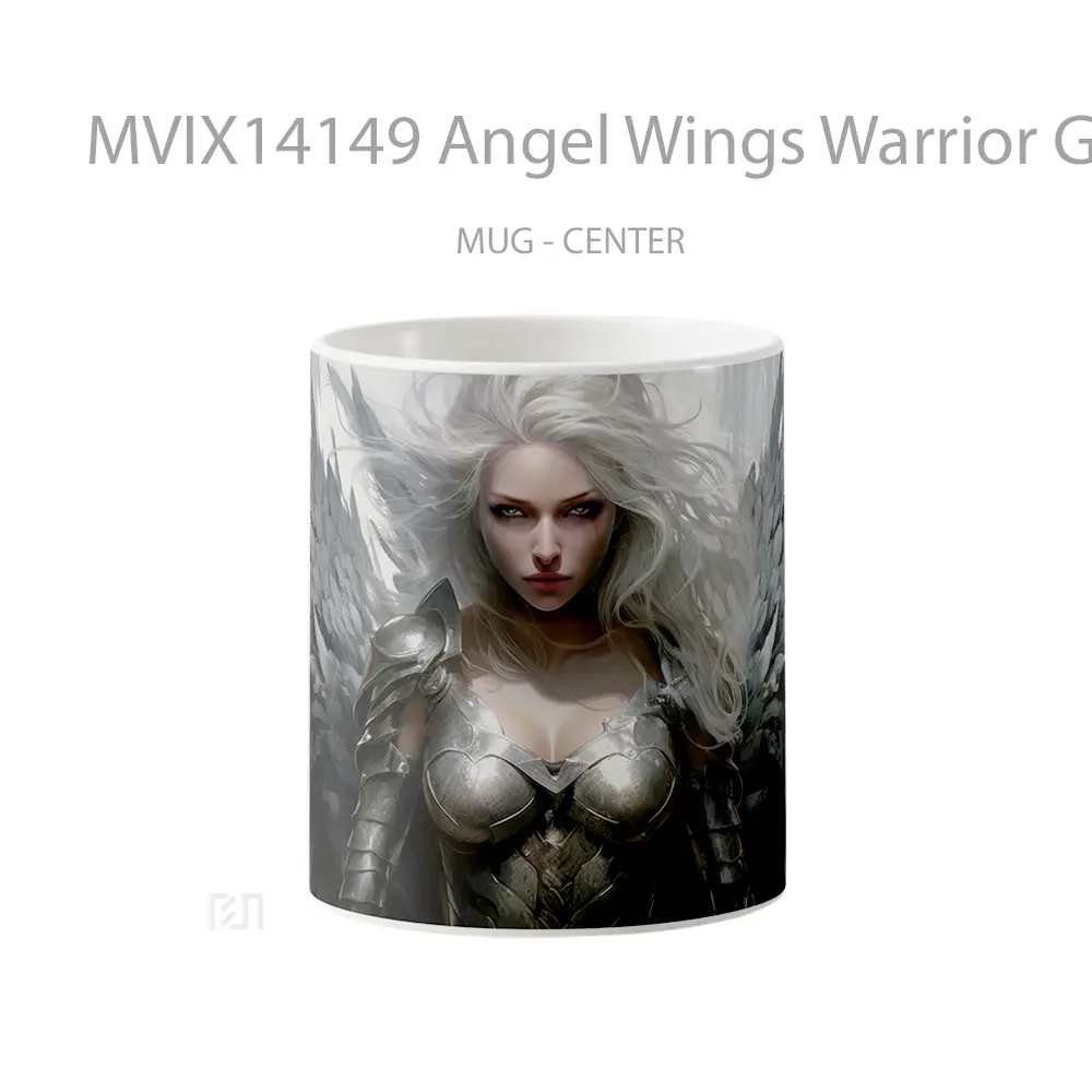Mug Angel Wings Warrior Girl Fantasy Digital Art Gelas Keramik Unik