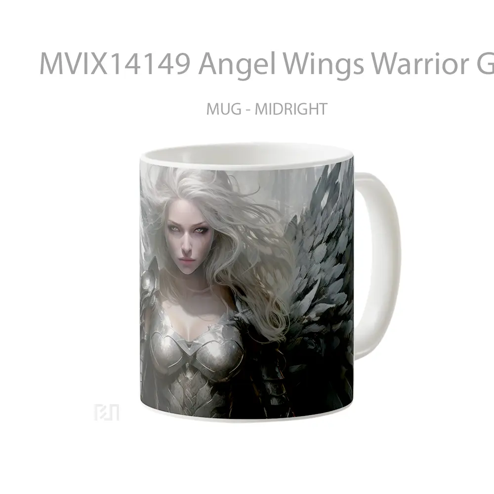 Mug Angel Wings Warrior Girl Fantasy Digital Art Gelas Keramik Unik - All-side / Desain