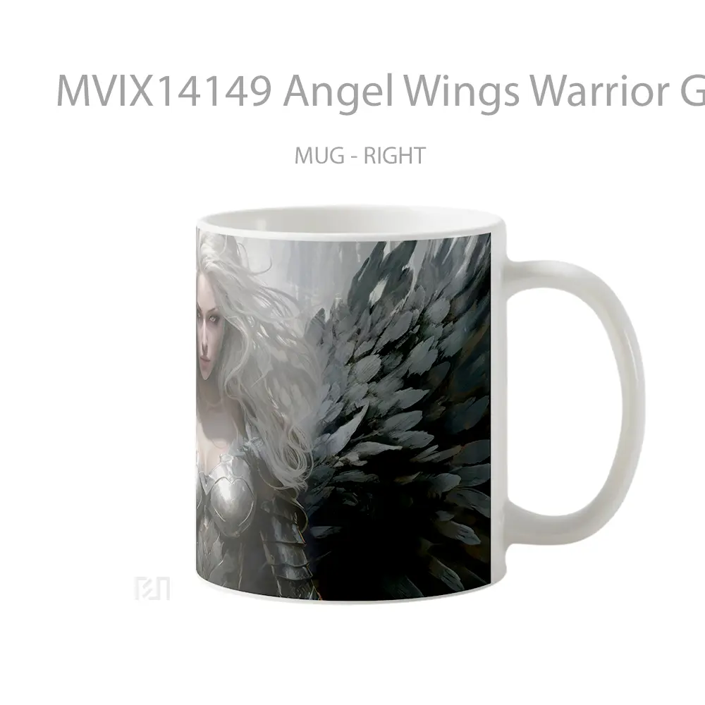 Mug Angel Wings Warrior Girl Fantasy Digital Art Gelas Keramik Unik - All-side / Desain