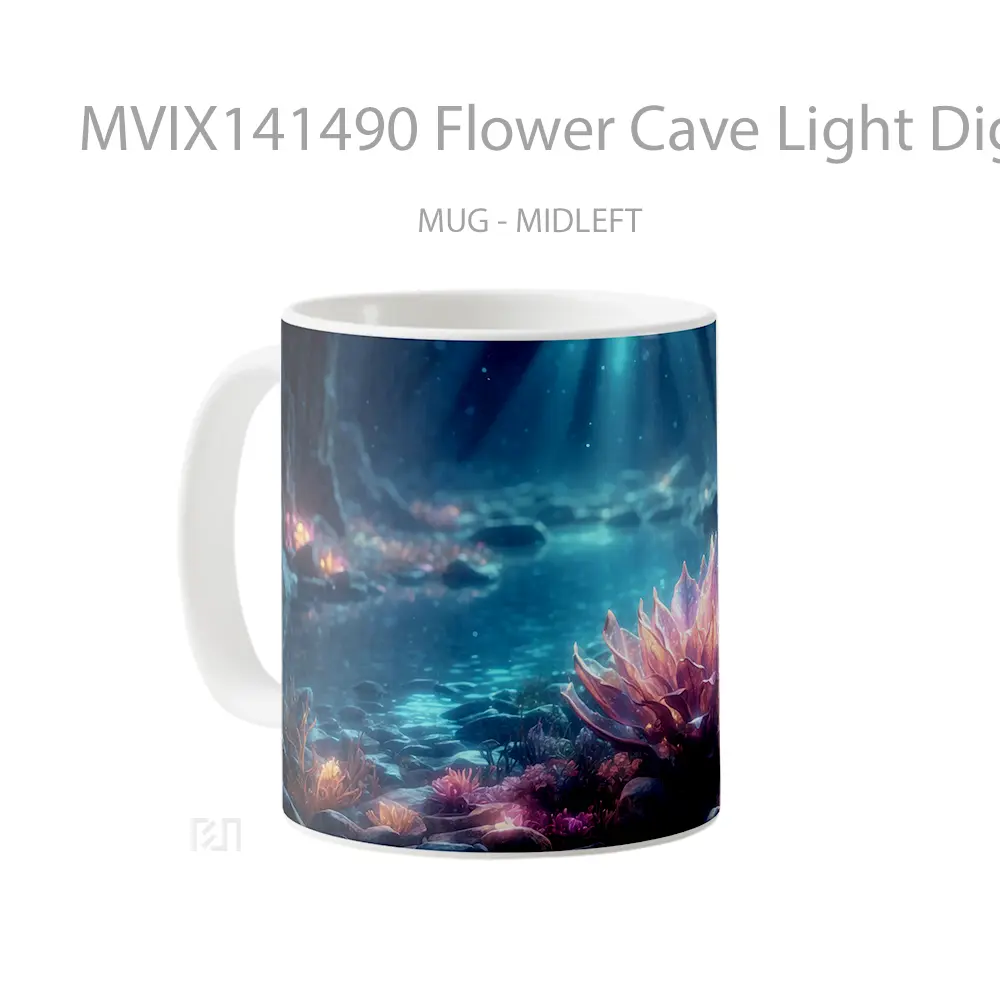 Mug Flower Cave Light Digital Art Gelas Keramik Unik - All-side / Desain