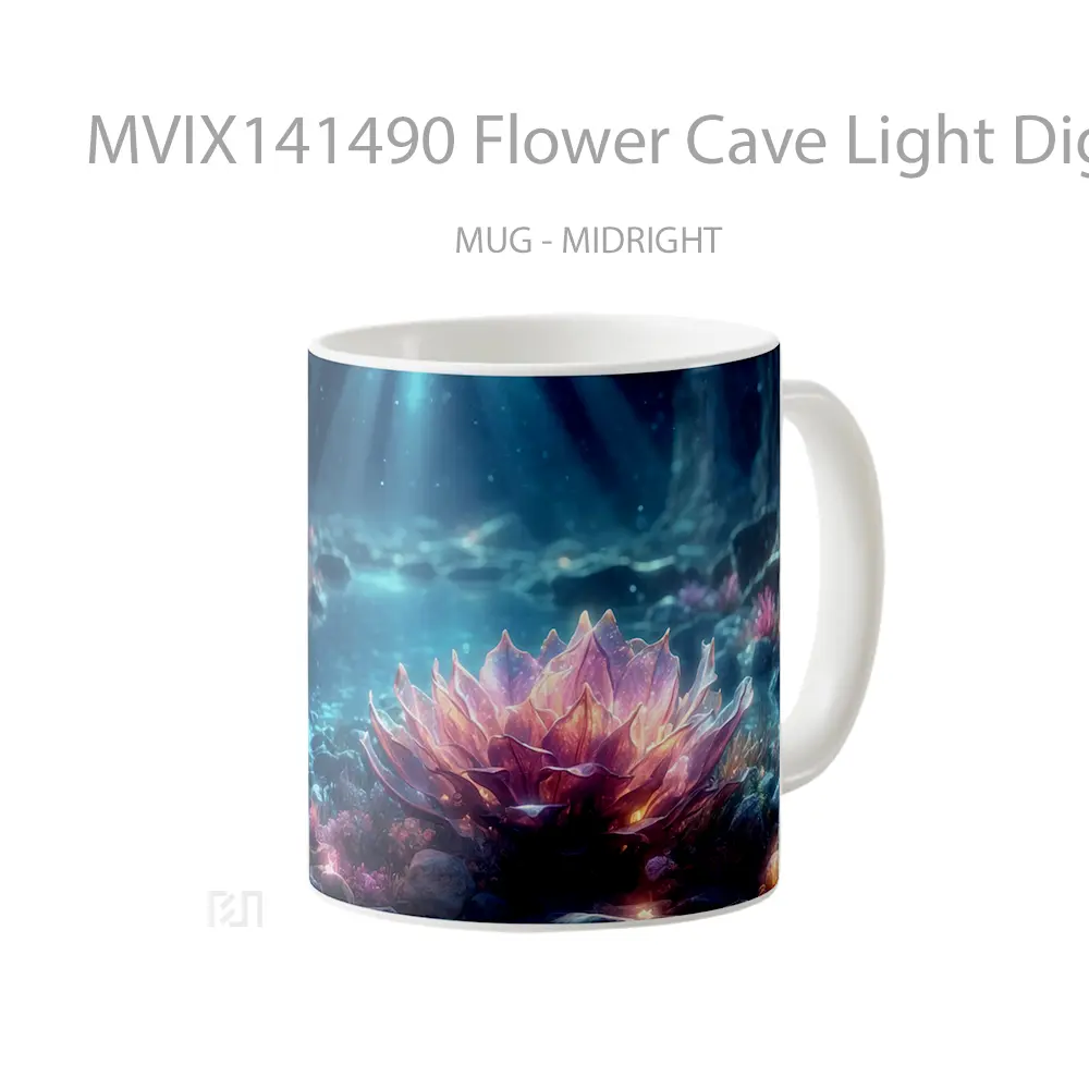 Mug Flower Cave Light Digital Art Gelas Keramik Unik - All-side / Desain