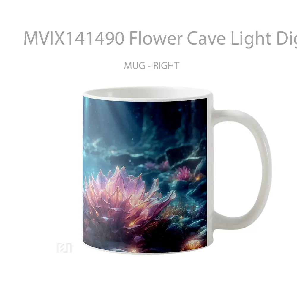 Mug Flower Cave Light Digital Art Gelas Keramik Unik - All-side / Desain