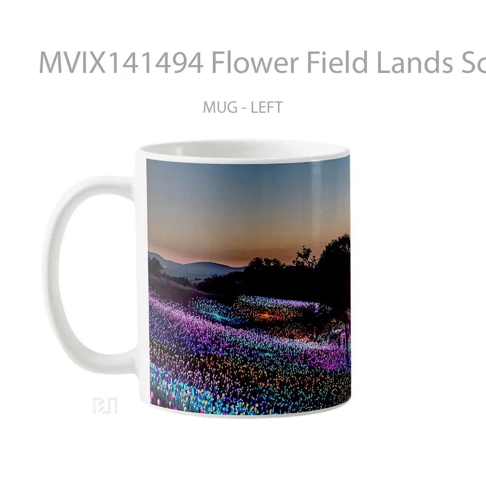 Mug Flower Field Lands Scenery Gelas Keramik Unik - All-side / Desain
