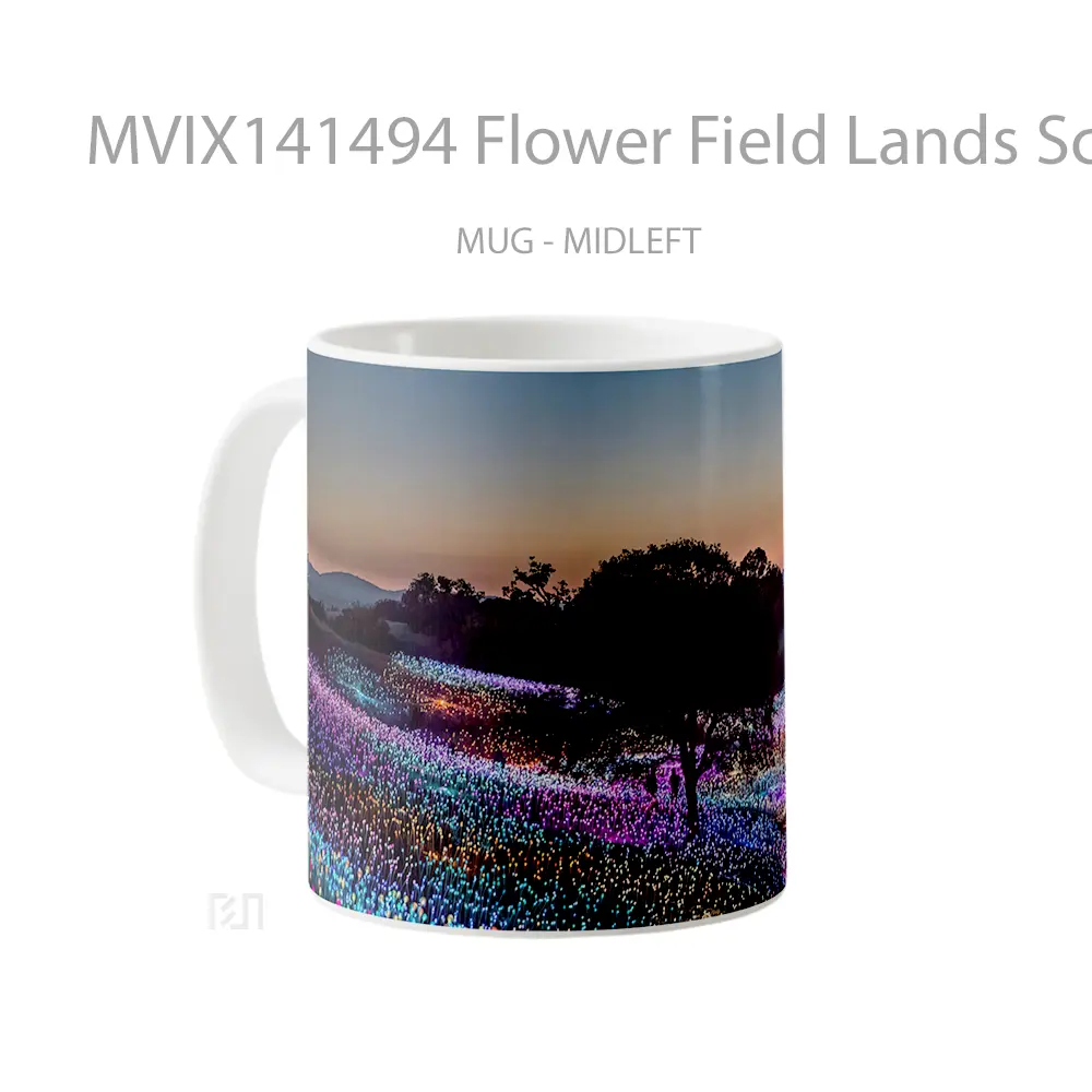 Mug Flower Field Lands Scenery Gelas Keramik Unik - All-side / Desain