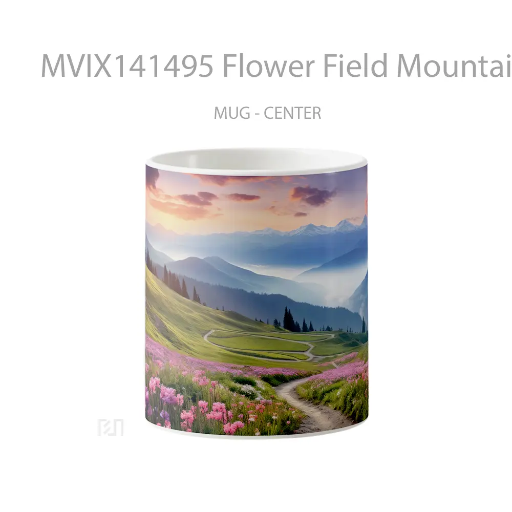 Mug Flower Field Mountains Landscape Scenery Gelas Pemandangan Alam