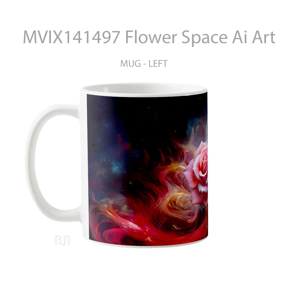 Mug Flower Space Ai Art Gelas Keramik Unik - All-side / Desain