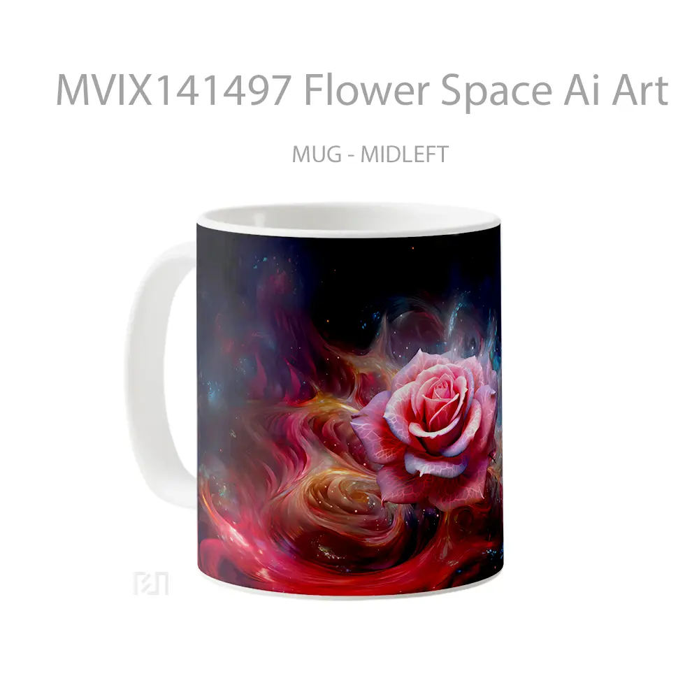 Mug Flower Space Ai Art Gelas Keramik Unik - All-side / Desain