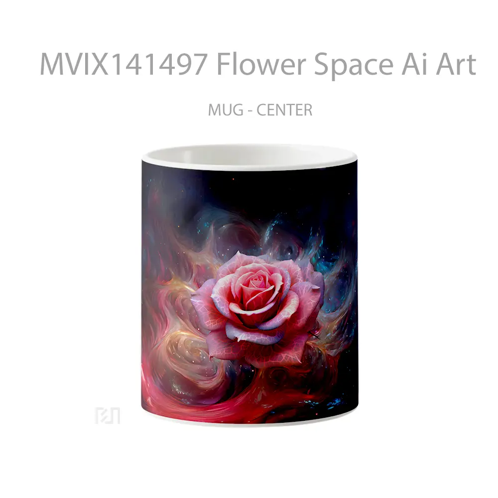 Mug Flower Space Ai Art Gelas Keramik Unik