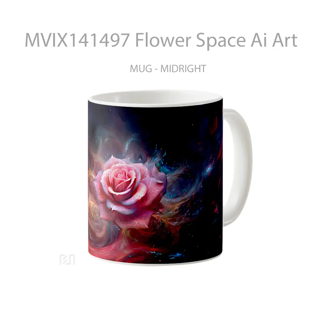 Mug Flower Space Ai Art Gelas Keramik Unik - All-side / Desain