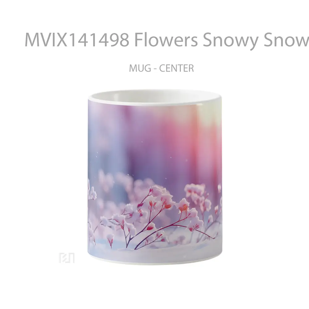 Mug Flowers Snowy Snowfield Digital Art Gelas Keramik Unik