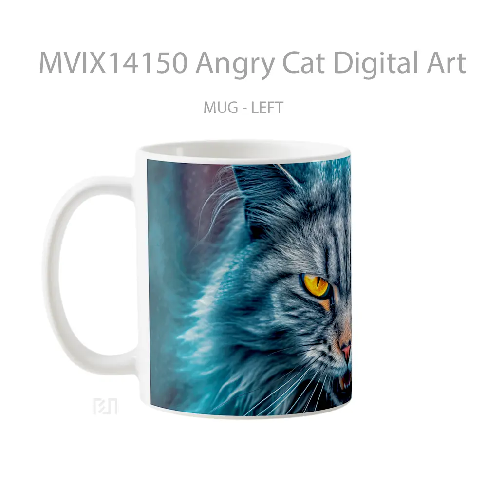 Mug Angry Cat Digital Art Gelas Hewan Lucu - All-side / Desain