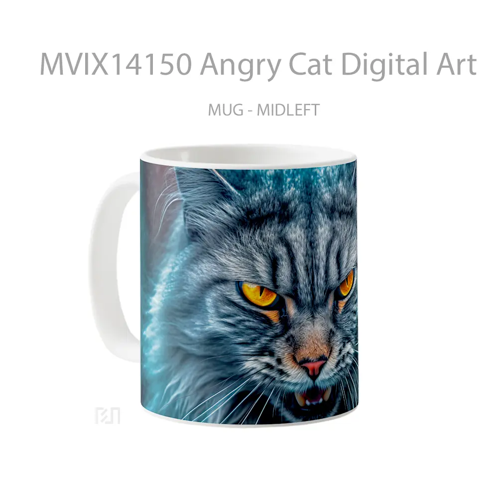 Mug Angry Cat Digital Art Gelas Hewan Lucu - All-side / Desain