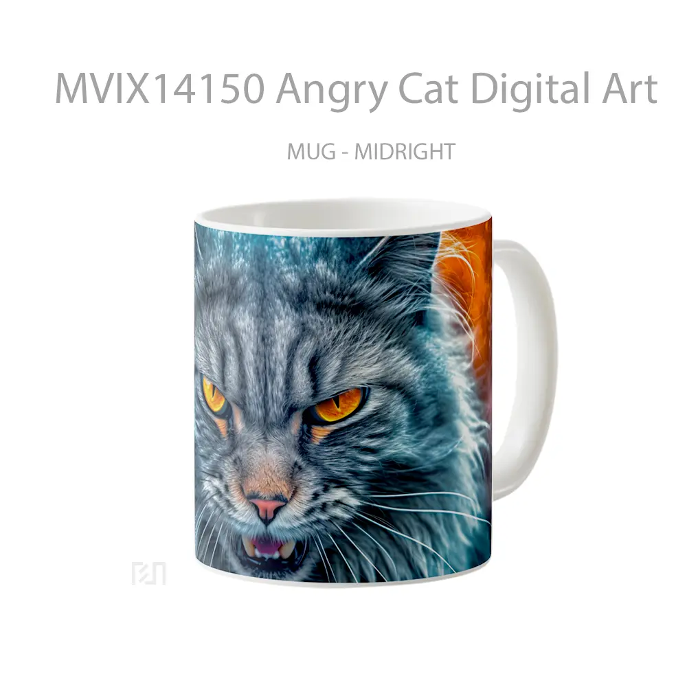 Mug Angry Cat Digital Art Gelas Hewan Lucu - All-side / Desain