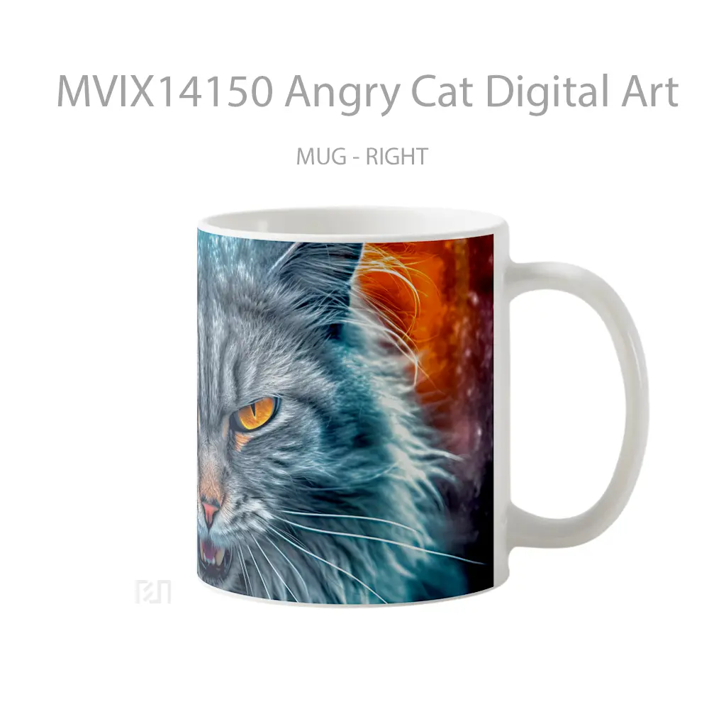 Mug Angry Cat Digital Art Gelas Hewan Lucu - All-side / Desain