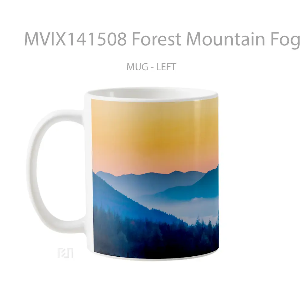 Mug Forest Mountain Fog Nature Scenery Gelas Pemandangan Alam - All-side / Desain