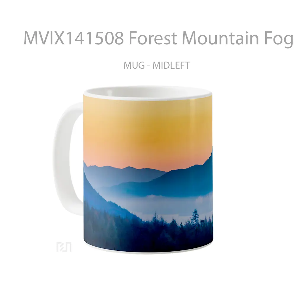 Mug Forest Mountain Fog Nature Scenery Gelas Pemandangan Alam - All-side / Desain