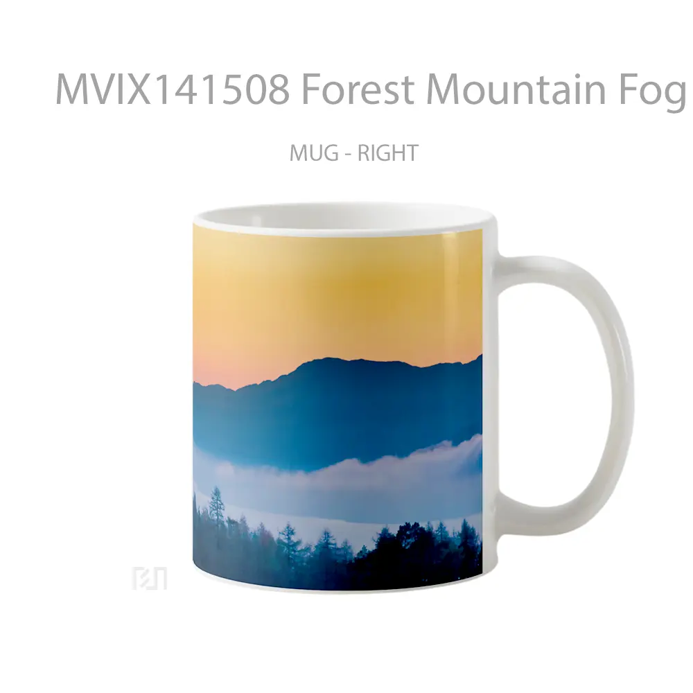 Mug Forest Mountain Fog Nature Scenery Gelas Pemandangan Alam - All-side / Desain