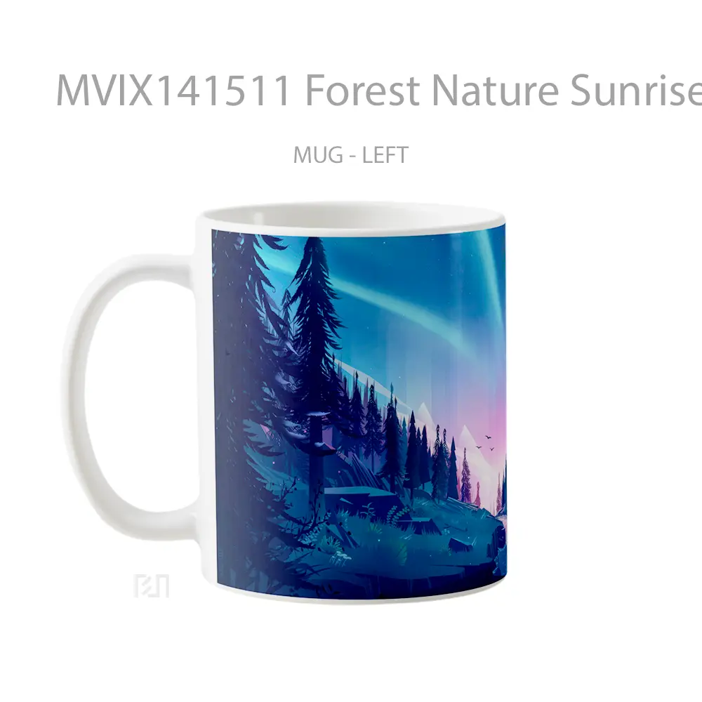 Mug Forest Nature Sunrise Scenery Digital Art Gelas Pemandangan Alam - All-side / Desain