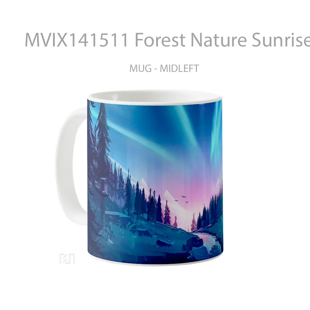 Mug Forest Nature Sunrise Scenery Digital Art Gelas Pemandangan Alam - All-side / Desain