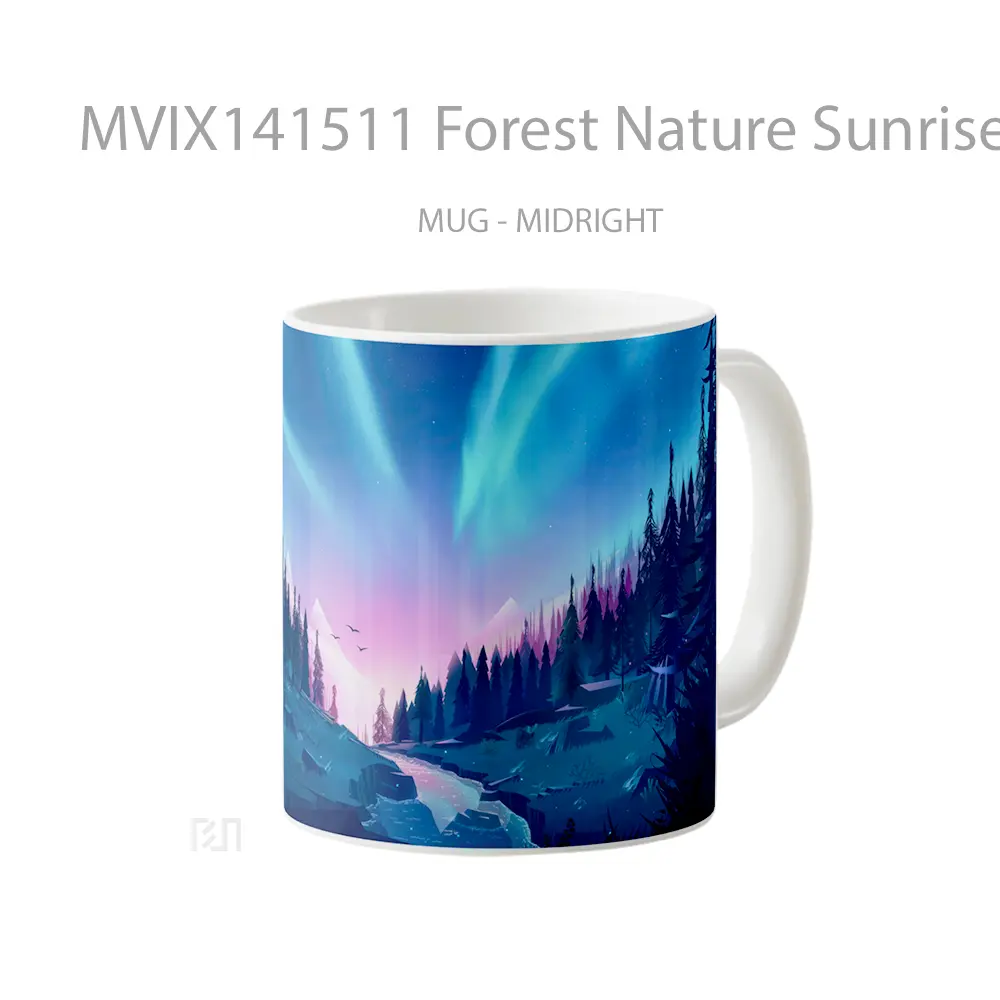 Mug Forest Nature Sunrise Scenery Digital Art Gelas Pemandangan Alam - All-side / Desain