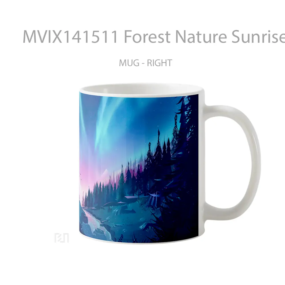 Mug Forest Nature Sunrise Scenery Digital Art Gelas Pemandangan Alam - All-side / Desain