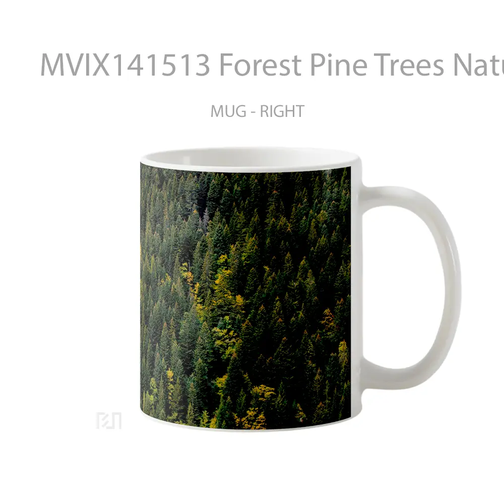 Mug Forest Pine Trees Nature Scenery Aerial View Gelas Pemandangan Alam - All-side / Desain