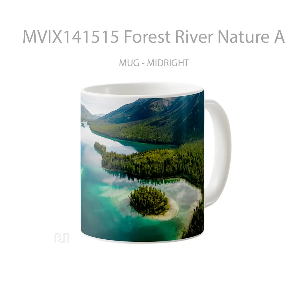 Mug Forest River Nature Aerial View Scenery Gelas Pemandangan Alam - All-side / Desain