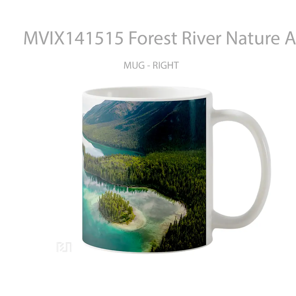 Mug Forest River Nature Aerial View Scenery Gelas Pemandangan Alam - All-side / Desain