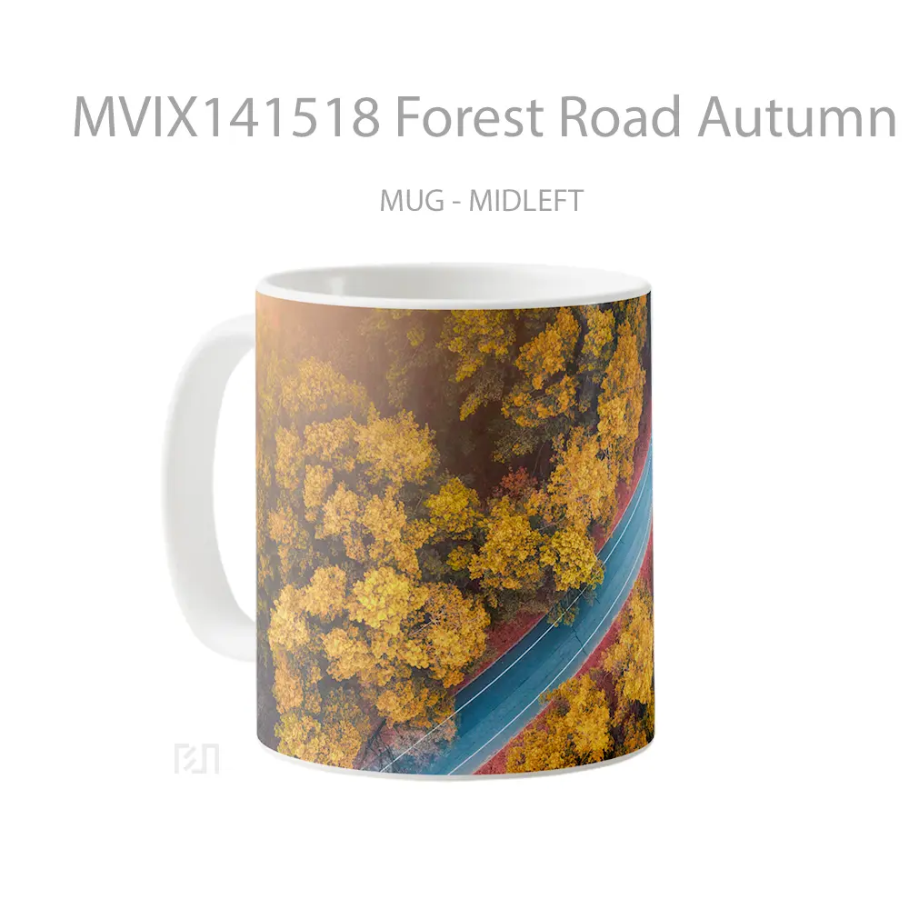 Mug Forest Road Autumn Trees Nature Scener Gelas Pemandangan Alam - All-side / Desain