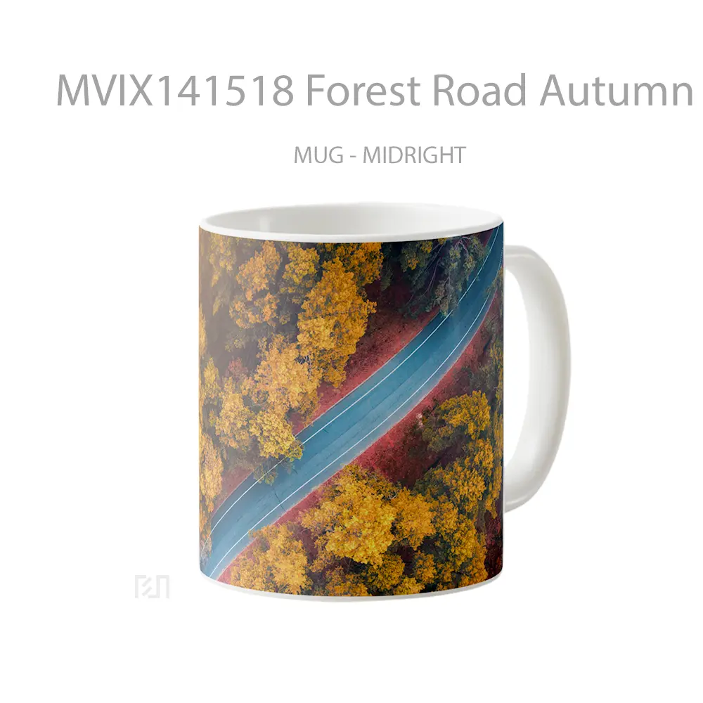 Mug Forest Road Autumn Trees Nature Scener Gelas Pemandangan Alam - All-side / Desain
