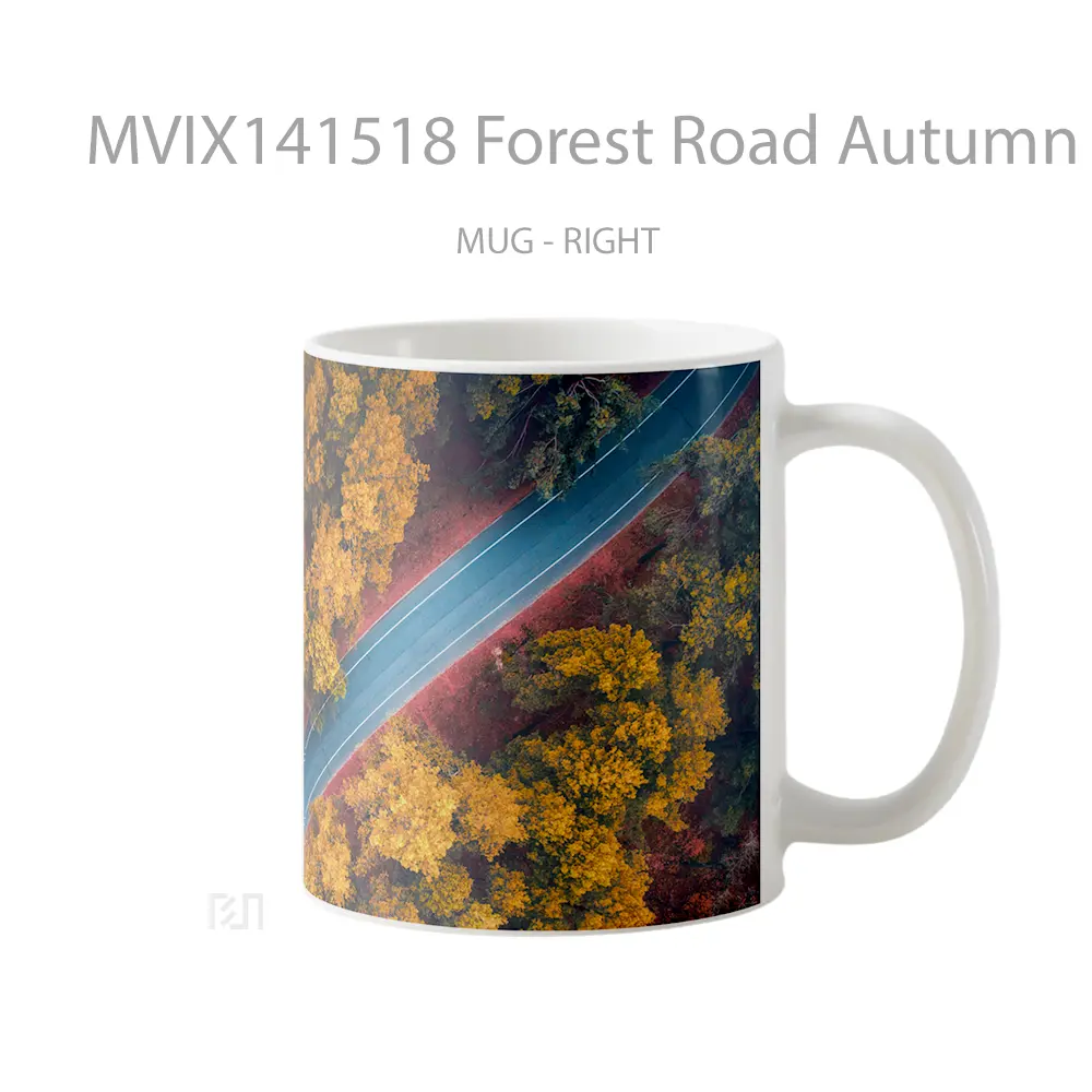 Mug Forest Road Autumn Trees Nature Scener Gelas Pemandangan Alam - All-side / Desain